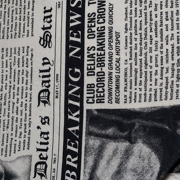 Dolls Kill dELiA*s Black & White Newspaper Print Asymmetrical Mini Dress Size XL - Picture 5 of 8